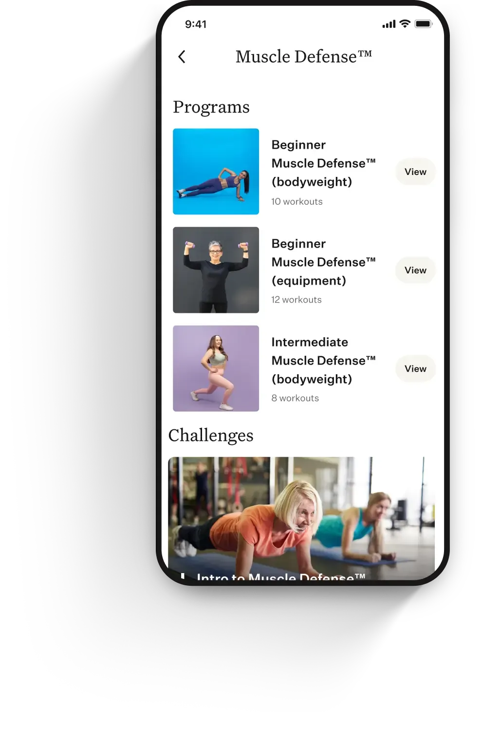 Noom app showing Muscle Defense program