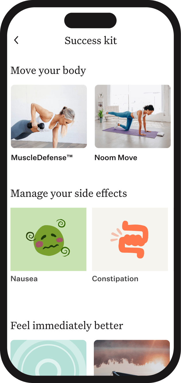 Noom app screen showing Success Kit resources