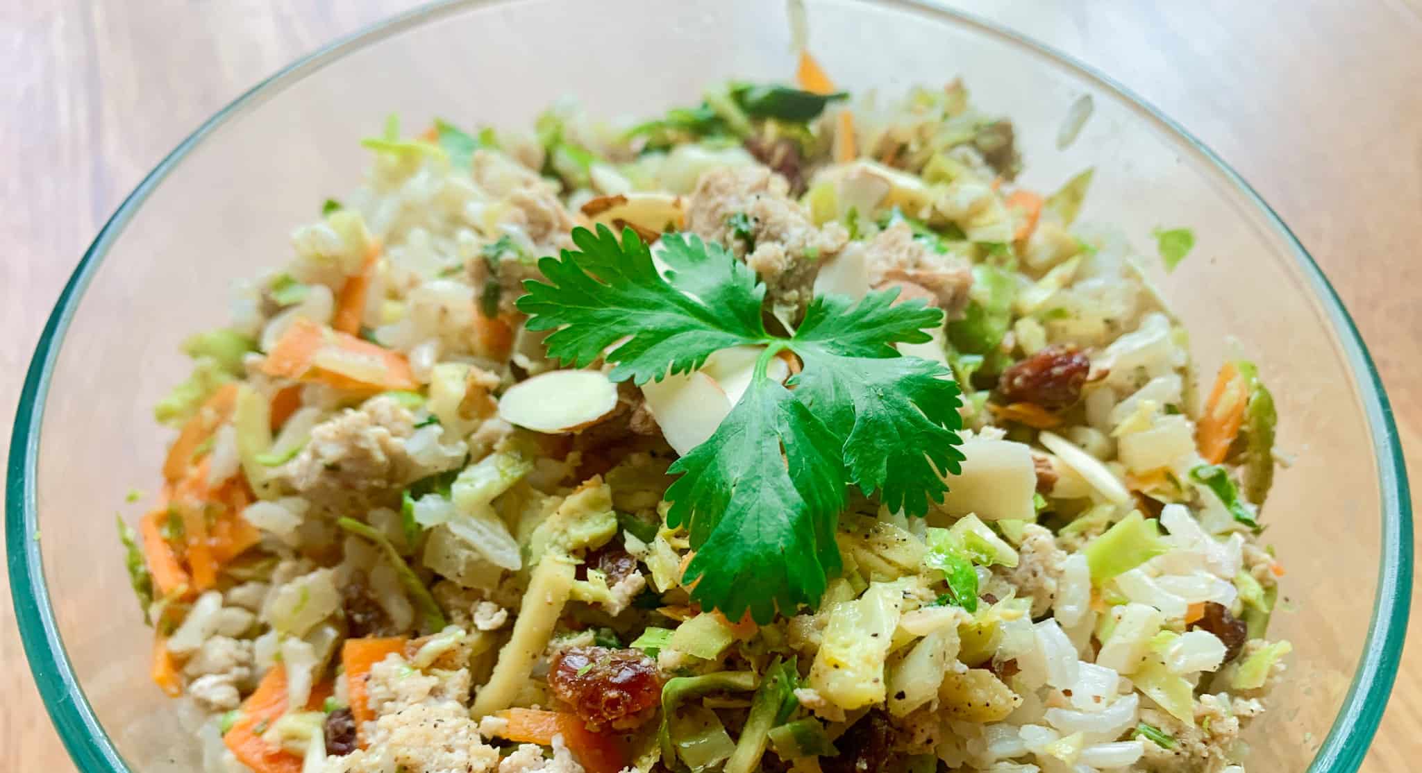 Tazón de arroz con verduras y pollo