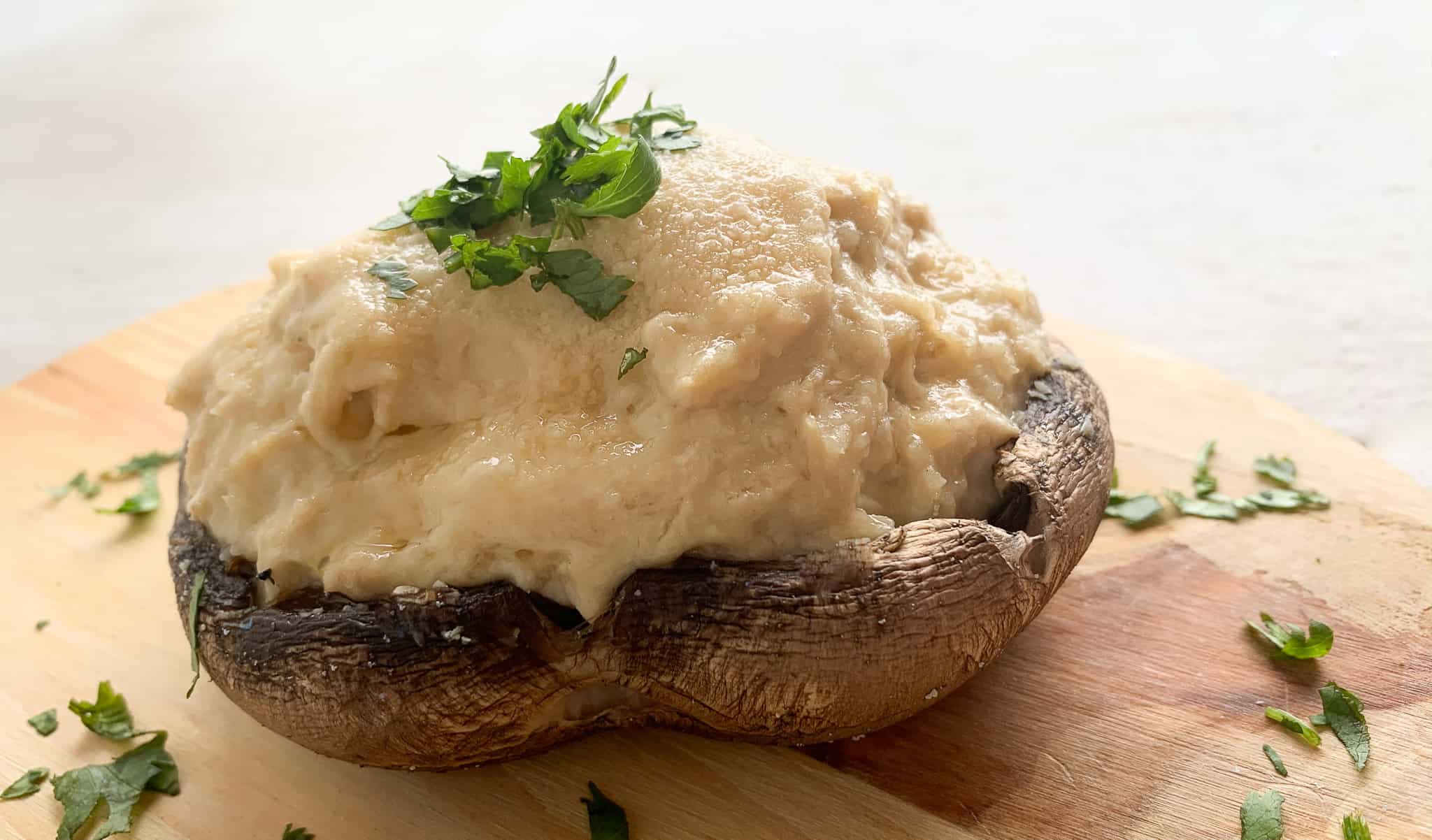Portobello relleno de crema de pollo