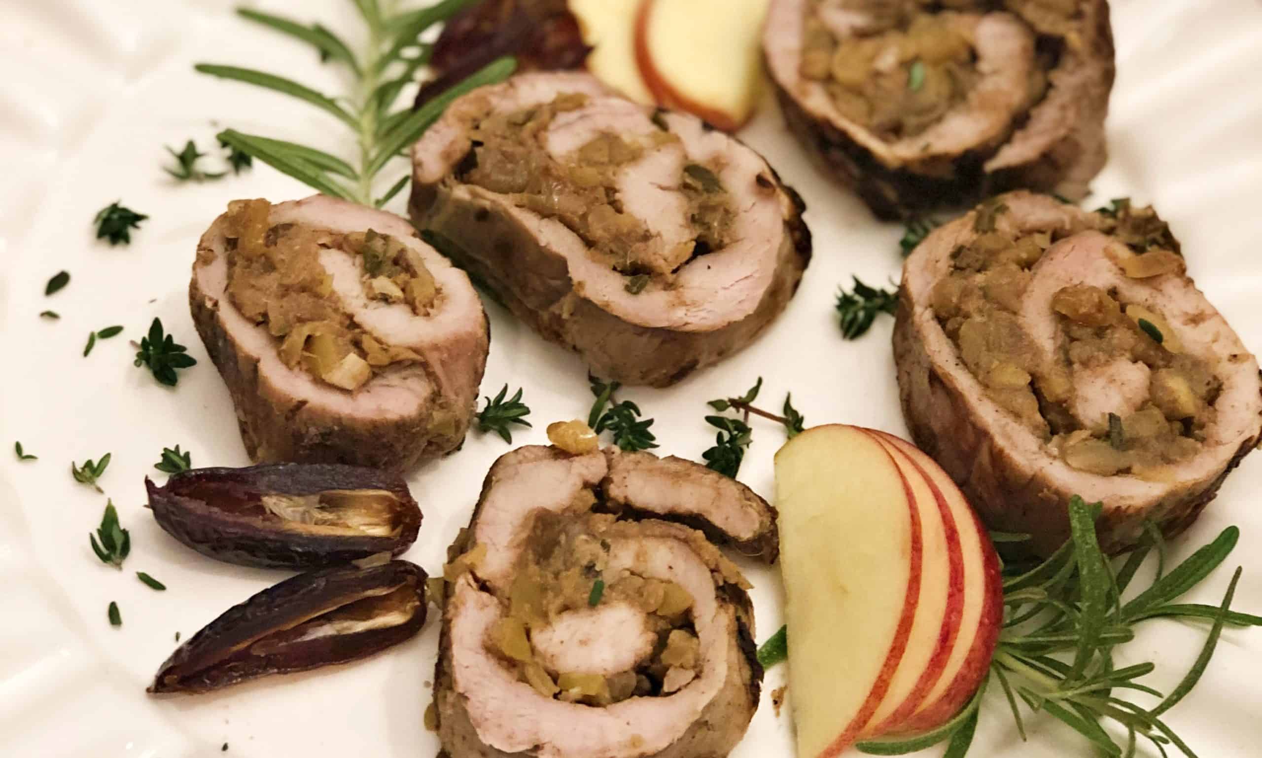 Solomillo de cerdo relleno de manzanas y dátiles