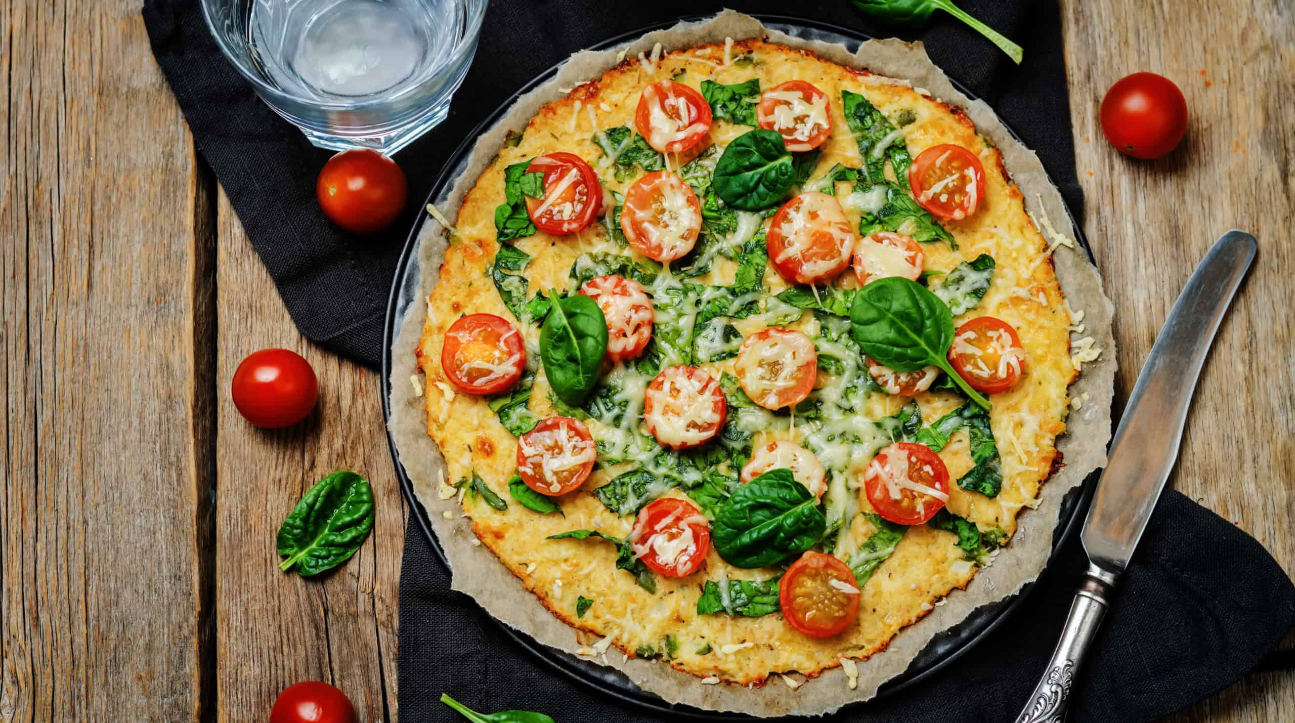 Pizza con base de coliflor
